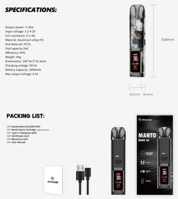 Vape Rincoe Manto Nano A2 Pod System Kit 1000mAh 2ml new (60ml Flavour Juice free)_img_0