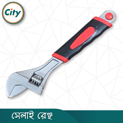 ১ পিস সেলাই রেঞ্চ ১২ ইঞ্ছি সাইজের সামঞ্জস্যযোগ্য রেঞ্চ ক্রোম ফিনিস ও রাবার গ্রিপ হ্যান্ডেল সহ_img_1