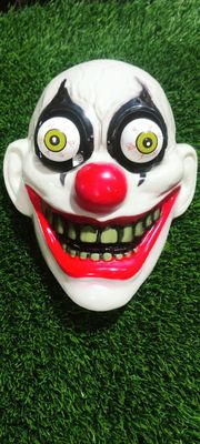 LED New Halloween Mask Scary Red Nosed Clown Mask with Funny Terrifying Gripping Electric Saw Murderer Mask_img_1