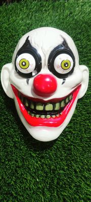 LED New Halloween Mask Scary Red Nosed Clown Mask with Funny Terrifying Gripping Electric Saw Murderer Mask_img_2
