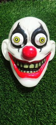LED New Halloween Mask Scary Red Nosed Clown Mask with Funny Terrifying Gripping Electric Saw Murderer Mask_img_3