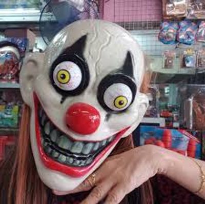 LED New Halloween Mask Scary Red Nosed Clown Mask with Funny Terrifying Gripping Electric Saw Murderer Mask_img_9