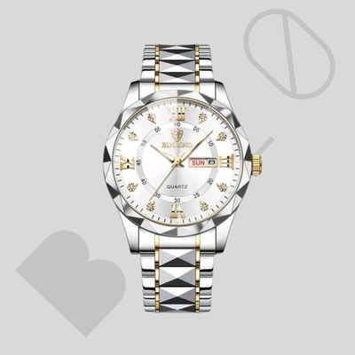 BINBOND Original Men’s Luxury Stainless Steel Fashion Business Watch Luminous Dual Calendar_img_0