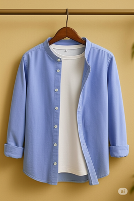 Band Collar shirt Sky blue (Only shirt)_img_0