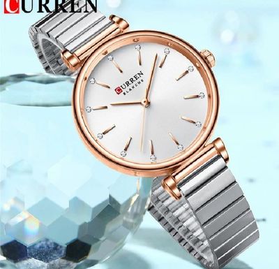 9081 Elegant Stainless Steel Analog Watch for Women - Stunning Silver Blue Design_img_0