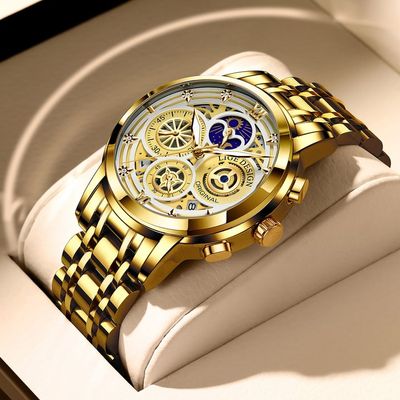 LIGE 8942 Men Military Sport Wrist Watch Gold Quartz Steel 30ATM Waterproof Date Male Clock Sport Watches Relogio Masculino2022