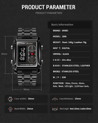 SKMEI 1868 Multiple Time Digital Analog Watch_img_3