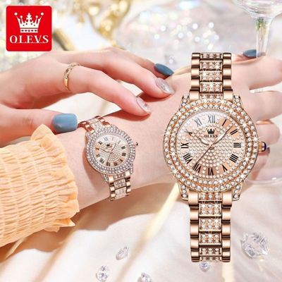 Olevs 9943 Luxury Fashion Ladies Diamond Rhinestone Quartz Watch For Women_img_0