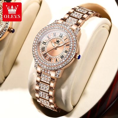 Olevs 9943 Luxury Fashion Ladies Diamond Rhinestone Quartz Watch For Women_img_3