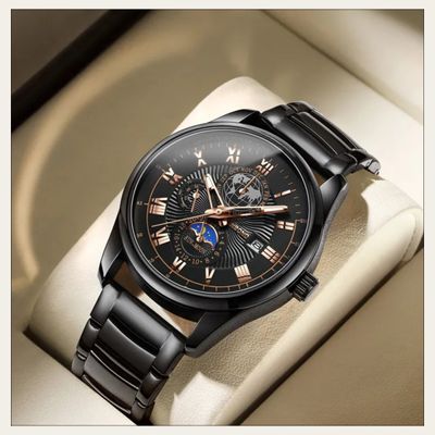 BINBOND B3982 New Style Silver Men Quartz Watch Authentic Stainless Steel Band Water Proof Date Display Dials Decoration Watch_img_0