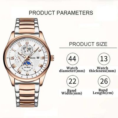 BINBOND B3982 New Style Silver Men Quartz Watch Authentic Stainless Steel Band Water Proof Date Display Dials Decoration Watch_img_2