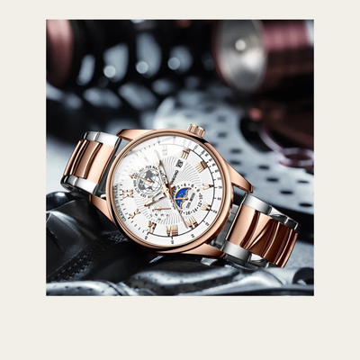 BINBOND B3982 New Style Silver Men Quartz Watch Authentic Stainless Steel Band Water Proof Date Display Dials Decoration Watch_img_1