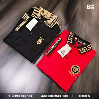 2PC Premium Polo Shirt - 100% PK Cotton Fabric - Black & Red