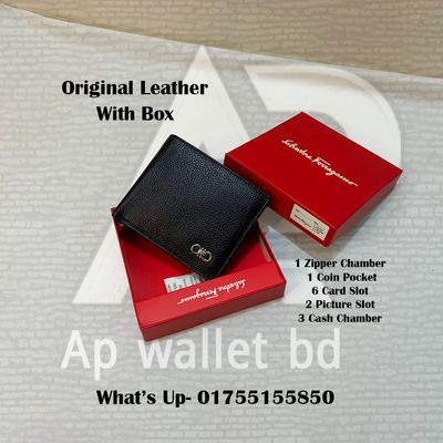 Ferragamo Original Leather Wallet With Branding Premium Box