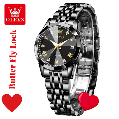 Butter Fly Lock OLEVS Watch for Women Black_img_1