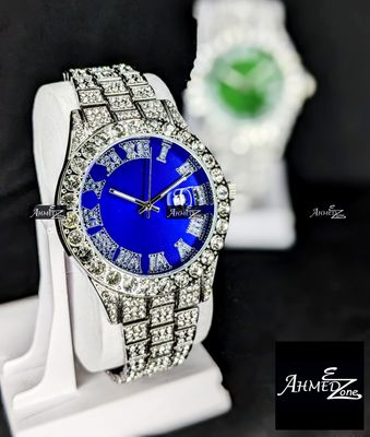 Full Iced Hip Hop Watch Blue Dial_img_0