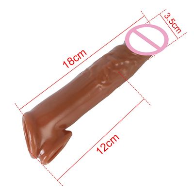 Realistic Penis Condom Cock 18CM Enlarger Male Delay Ejaculation Sex Toys for Men Soft TPE Penis Sleeve Extender Sex Shop_img_1