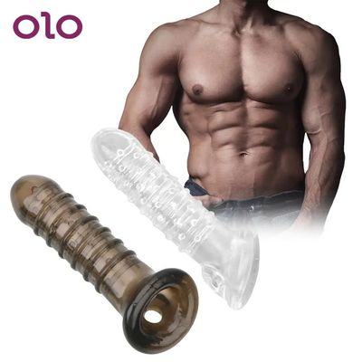 Penis Ring Condom Reusable Penis Sleeve Dick Enlargement Erotic Penis Extender Delayed Ejaculation Adult Sex Toys for Men 18_img_0