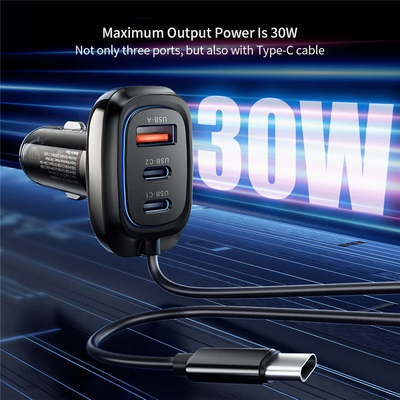 XUNDD XDCH-080 Self-Cable & Three Port Car Charger_img_0