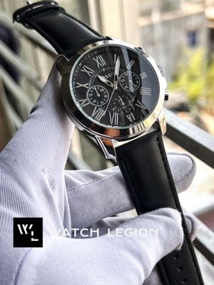 FOSSIL Q BLACK BELT SILVER CASE BLACK DIAL_img_0