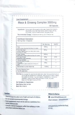 Maca & Ginseng Complex - 120 Capsules - Made in UK_img_1