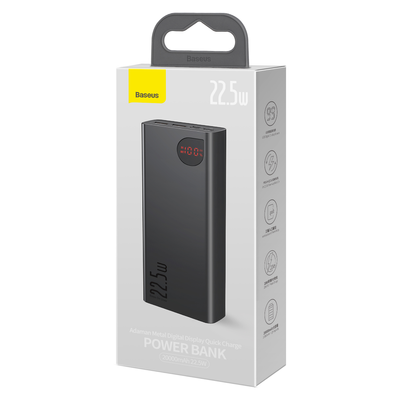 Baseus Power Bank Adaman 22.5w 20000Mah PPAD000101 Metal Digital Display Power Bank -Black