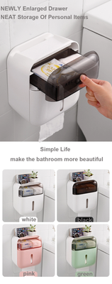 Wall-Mounted Bathroom Tissue Paper Holder with phone shelf Multifunction Tissue Box_img_1