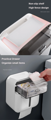 Wall-Mounted Bathroom Tissue Paper Holder with phone shelf Multifunction Tissue Box_img_3