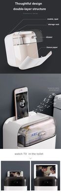 Wall-Mounted Bathroom Tissue Paper Holder with phone shelf Multifunction Tissue Box_img_4
