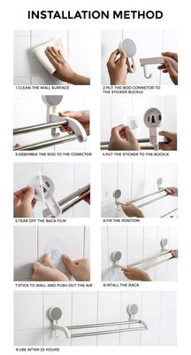 Bathroom Vanities Storage Holders Wall Mounted Storage Racks Bathroom Racks Adhesive Metal Towel Rack_img_9
