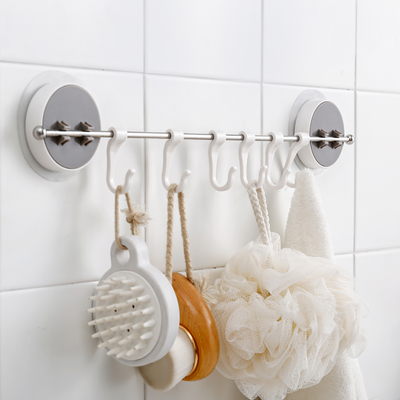6 Hooks Kitchen Wall Mounted Stainless Steel Cupboard Bathroom Utensil No Drill Hanging Rack Holder J-type Hook_img_1