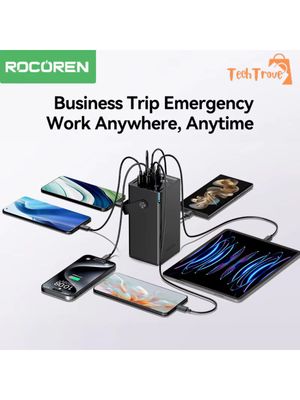 Rocoren 50,000mAh 22.5W Power Bank With Fast Charging 6 Ports USB + Type-C Powerbank With Flashlight_img_2