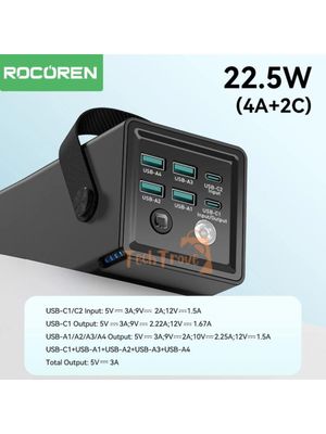 Rocoren 50,000mAh 22.5W Power Bank With Fast Charging 6 Ports USB + Type-C Powerbank With Flashlight_img_3