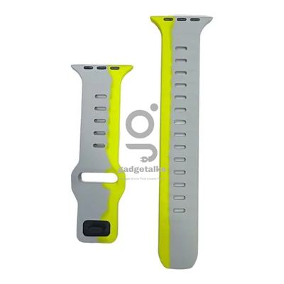 Dual Color 42mm-44mm-45mm-49mm Soft Silicone Watch Straps- Blue Gray / Orange Gray / Yellow Gray_img_0