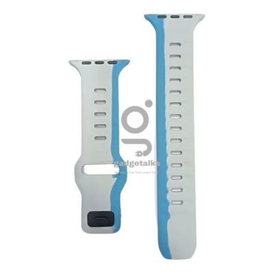 Dual Color 42mm-44mm-45mm-49mm Soft Silicone Watch Straps- Blue Gray / Orange Gray / Yellow Gray_img_1