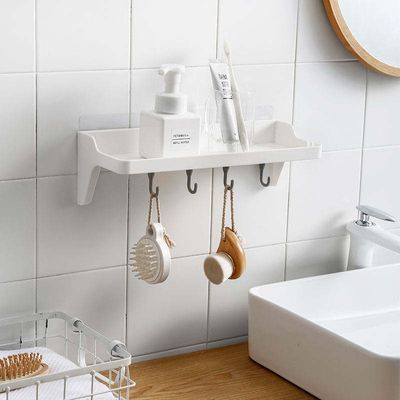 Adhesive Bathroom Shower Caddy No Drilling Installation 6.6 Lbs Bearing Weight Bathroom Shelf Kitchen Holder for Soap Shampoo Shower Gel Towels_img_3