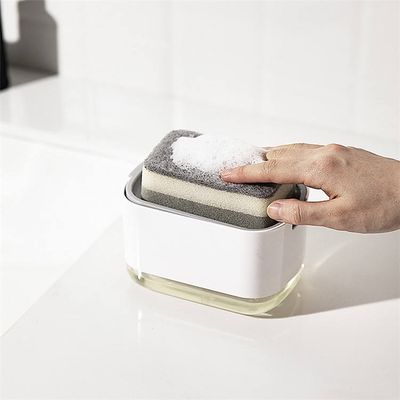 Dish Soap Dispenser for Kitchen Large Capacity Dish Soap Dispenser Convenient Kitchen Soap Dispenser with Sponge Holder 2-in 1 Soap Dispenser for Kitchen Innovation Kitchen Soap Dispenser_img_2
