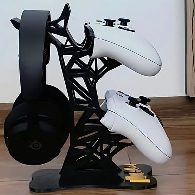Tri-Stack Gaming Stand – Dual Controller + Headphone Holder | InDecorBD_img_2