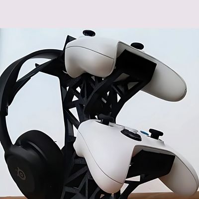Tri-Stack Gaming Stand – Dual Controller + Headphone Holder | InDecorBD_img_3