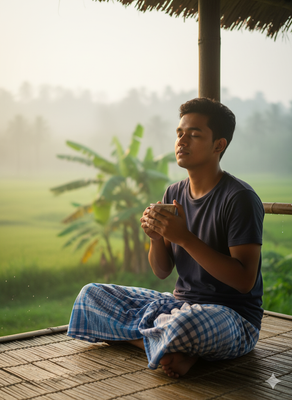 Classic White & Blue Cotton Lungi - Sirajganj Weave_img_0