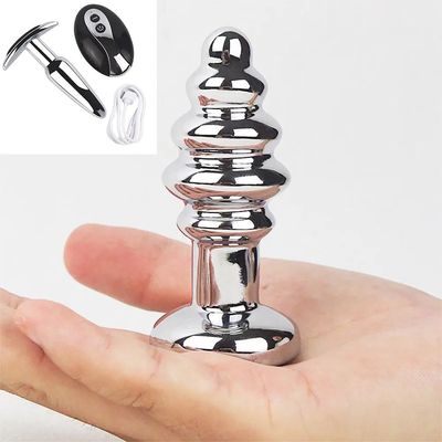 Vibrating Metal Anal Plug Smooth Steel Wireless Remote Butt Plug G-spot Stimulator Massager Sex Toys for Men Women Masturbator_img_6