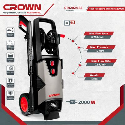 CROWN 2000W 150Bar High Pressure Washer Car Washer Bike Washer Cleaner Model: CT42024_img_2