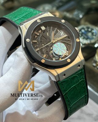 HUBLOT | QUARTZ SWEEP | SILVER BODY GREEN BELT (AA)_img_0