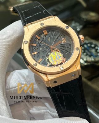 HUBLOT | QUARTZ SWEEP | ROSE GOLD BODY BLACK BELT (AA)_img_0