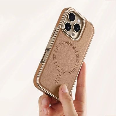 Business Plating Frame Leather Magsafe Case for iPhone_img_4