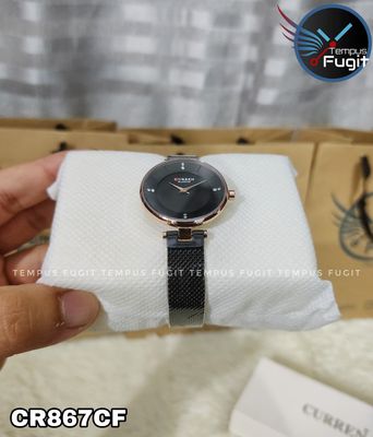 Curren 9031 Ladies Watch- Black Dial- Rose Golden Bezel- Black Mesh Chain -TF Code- CR867CF_img_4