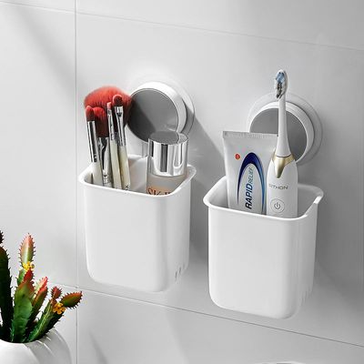 Toothbrush Holders, Bathroom Self Adhesive Shelf Toothbrush Rack Wall Hanging Toothpaste Organizer Kitchen Chopsticks Tableware Drain Storage Box_img_7