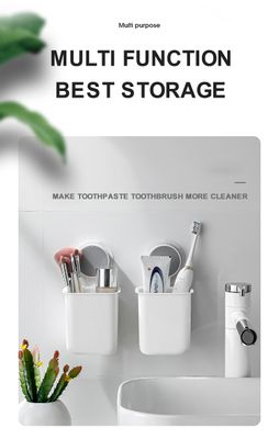Toothbrush Holders, Bathroom Self Adhesive Shelf Toothbrush Rack Wall Hanging Toothpaste Organizer Kitchen Chopsticks Tableware Drain Storage Box_img_12