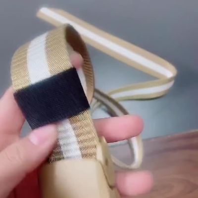 Striped Canvas Men's Belt Lightweight Hard Plastic Buckle Nylon Outdoor Sports Leisure Belt for Men 120cm_img_1