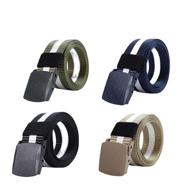 Striped Canvas Men's Belt Lightweight Hard Plastic Buckle Nylon Outdoor Sports Leisure Belt for Men 120cm_img_5